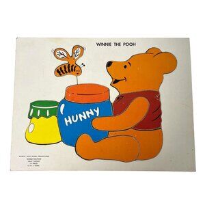 Vintage 1965 Walt Disney Productions Winnie the Pooh Inlaid Puzzle Beginner Toy